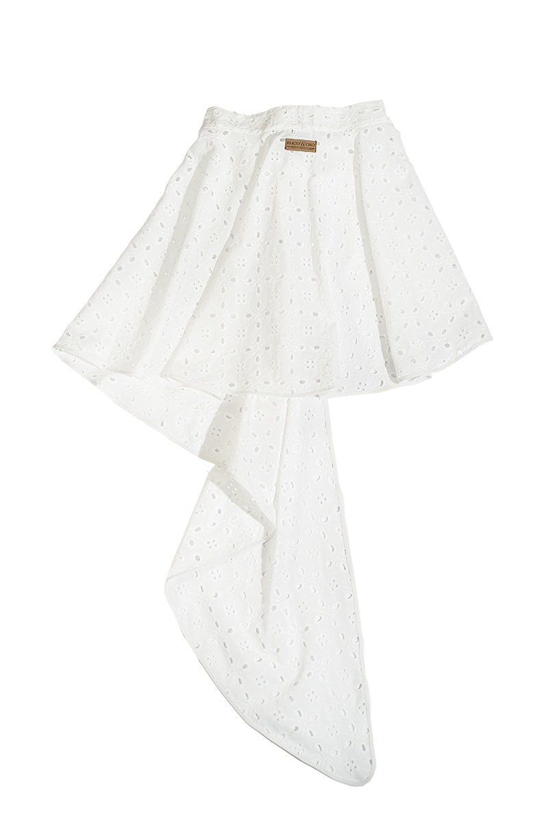 Pareo asimmetrico in pizzo Sangallo 100% cotone – Made in Italy